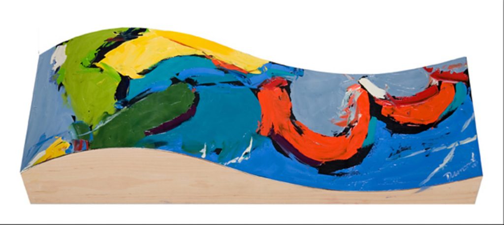 “Landscape With Figures,” 16″ x 30″ oil on maple, 2010