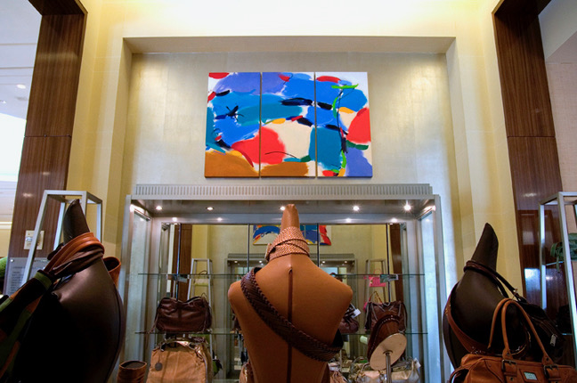 “Abstract Trio” Three canvases 48″ x 24″ each Saks Fifth Avenue, Texas, 2000