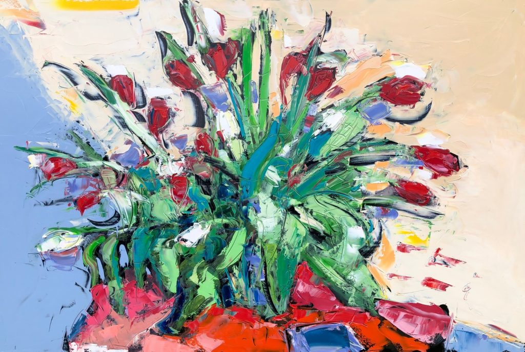 "February Bloom," 24" x 36" oil on box panel 2019