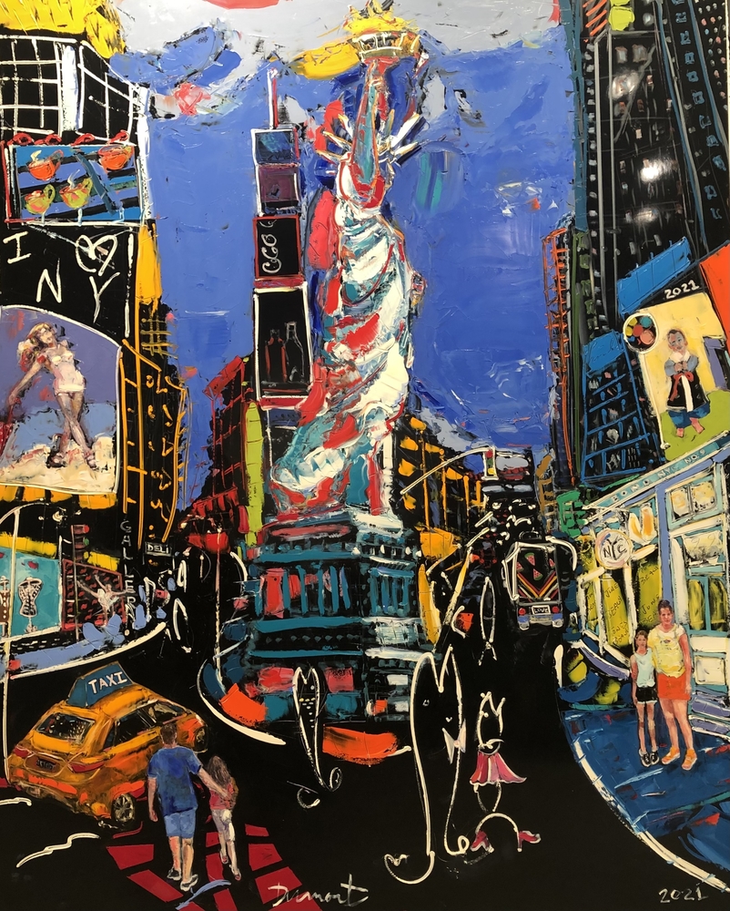 “Strolling The City,” 60″ x 48″ oil 2021